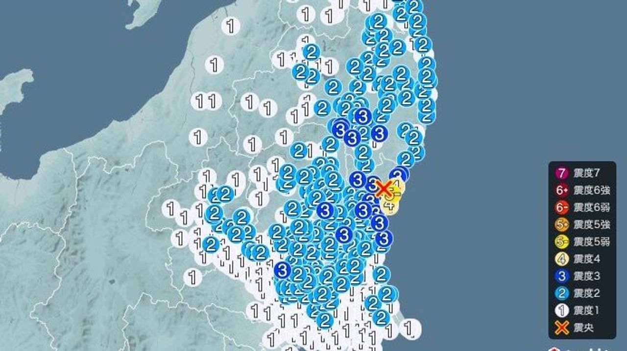 茨城県北部で震度5弱 津波なし