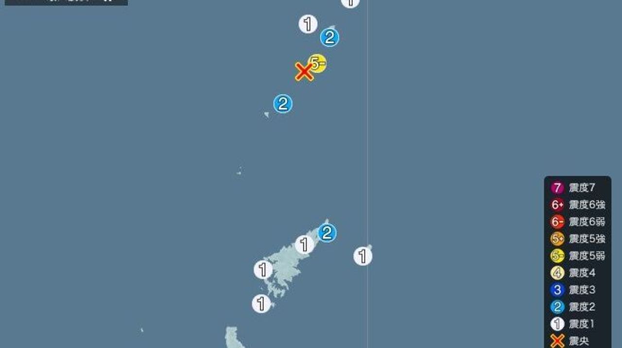十島村で震度5弱 津波の心配なし - Yahoo!ニュース