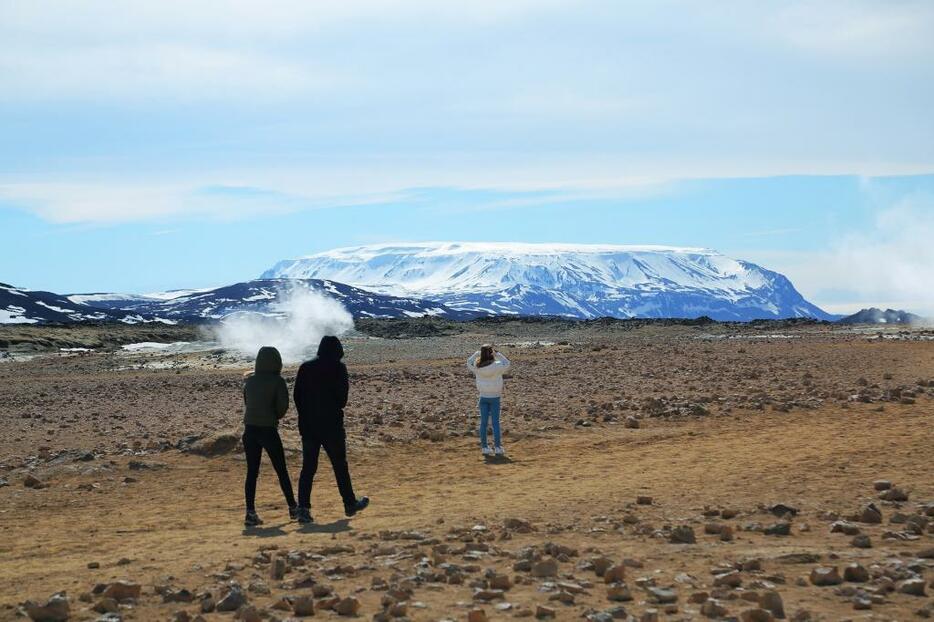 ゴツゴツとした平原にテーブルマウンテンという風景はアイスランドでは珍しくない（撮影：倉谷清文）