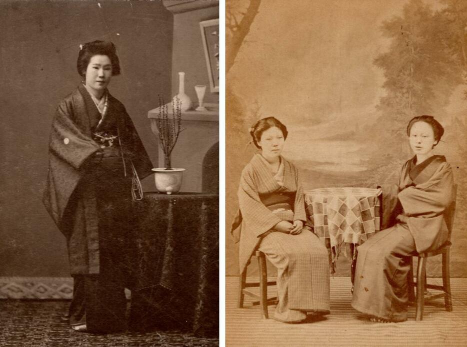 明治時代の「女性の肖像」写真2枚（共に筆者所蔵）