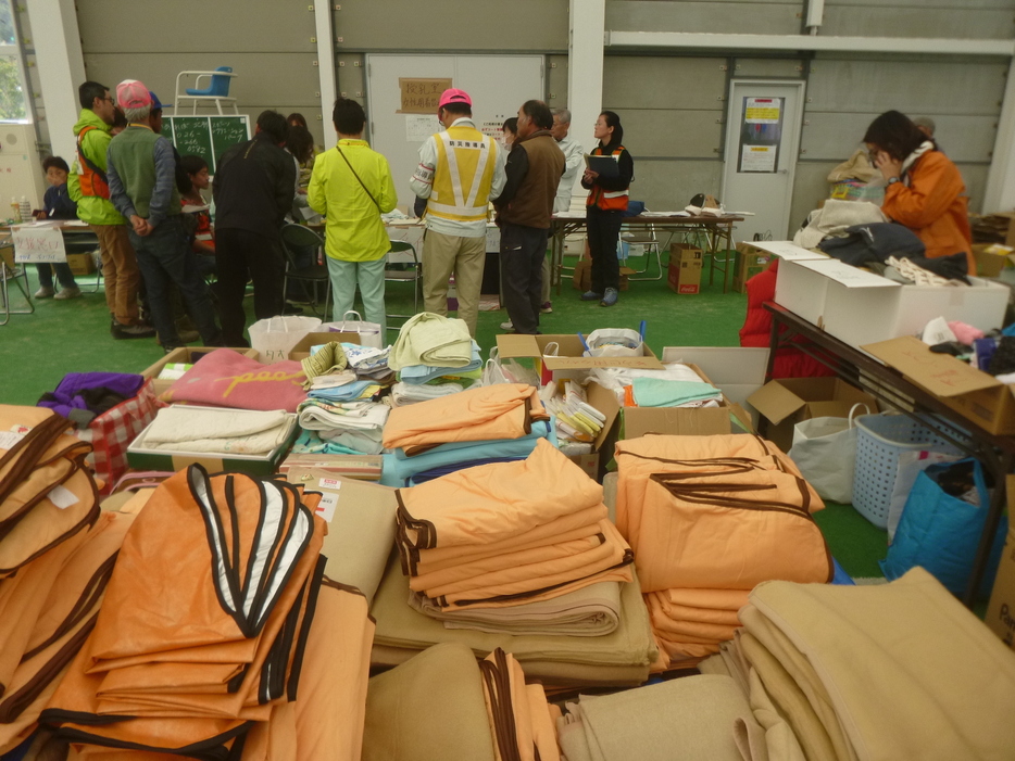 台風19号で被災時の長野市の避難所（写真提供：HEARTY DECO）