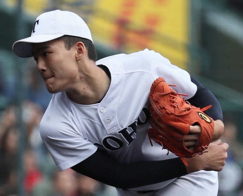 【習志野－東邦】東邦の先発・石川＝阪神甲子園球場で2019年4月3日、幾島健太郎撮影