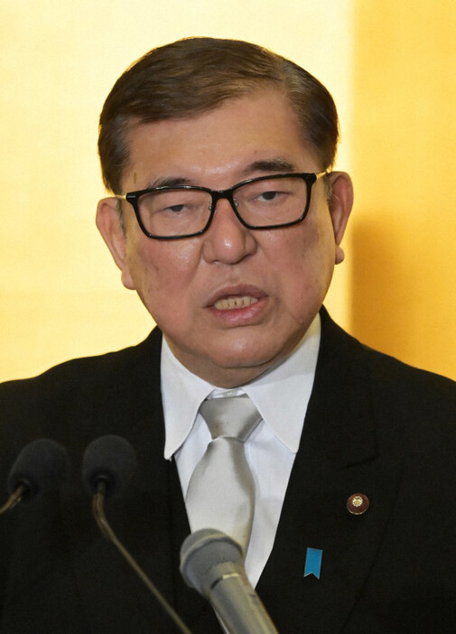 伊勢神宮参拝後に記者会見する石破茂首相＝三重県伊勢市で2025年1月6日午後2時16分、山崎一輝撮影