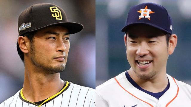 左からダルビッシュ有投手と菊池雄星投手(写真：USA TODAY Sports/ロイター/アフロ)(写真：AP/アフロ)