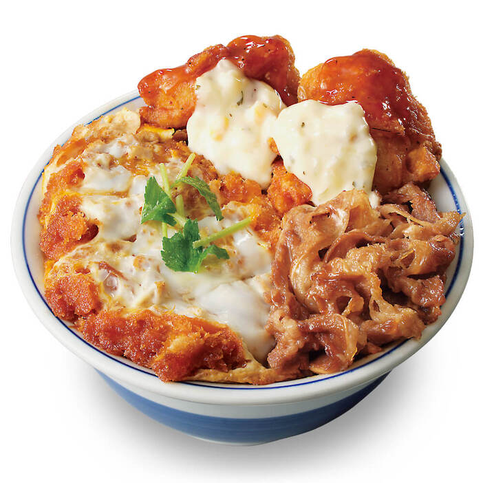 牛・豚・鶏のトリプルカツ丼 H(ヘビー)890円(税込979円)