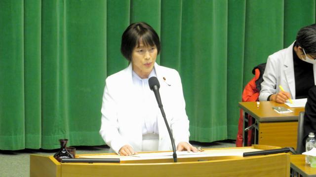 共産党の第4回中央委員会総会であいさつする田村智子委員長=2025年1月10日午前10時33分、東京都渋谷区、小林圭撮影