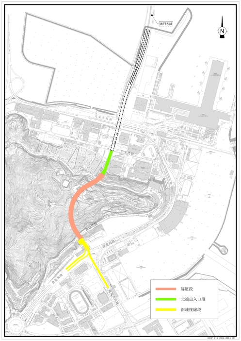 マカオ・大潭山トンネル建設プロジェクトの位置関係資料*2024年5月時点（図版：DSOP）