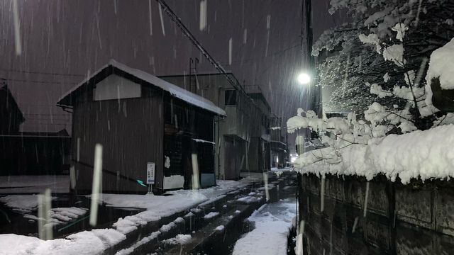 県内は断続的に雪に=9日午前6時半・勝山市内