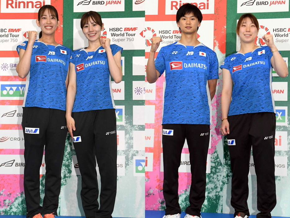 　（左から）松山奈未、志田千陽、渡辺勇大、五十嵐有紗