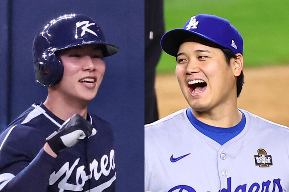 キム・ヘソン（左）と大谷翔平