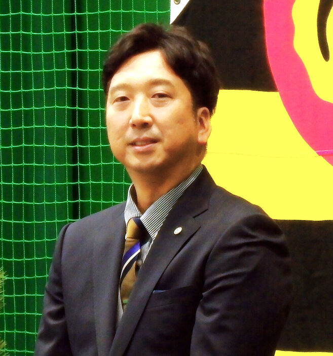 年賀会に出席した藤川監督（カメラ・中野　雄太）