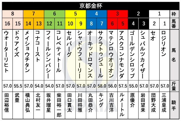 2025年京都金杯の出馬表