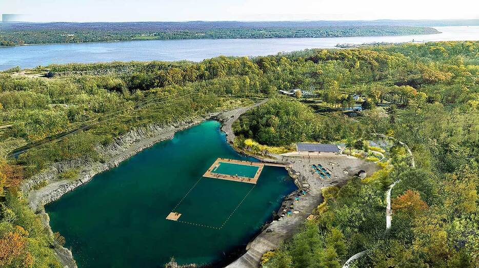 ニューヨーク市内の中心から1時間半ほどのソジャーナ・トゥルース州立公園の湖にも浮遊プールが誕生する／Photo credit: NYS Parks