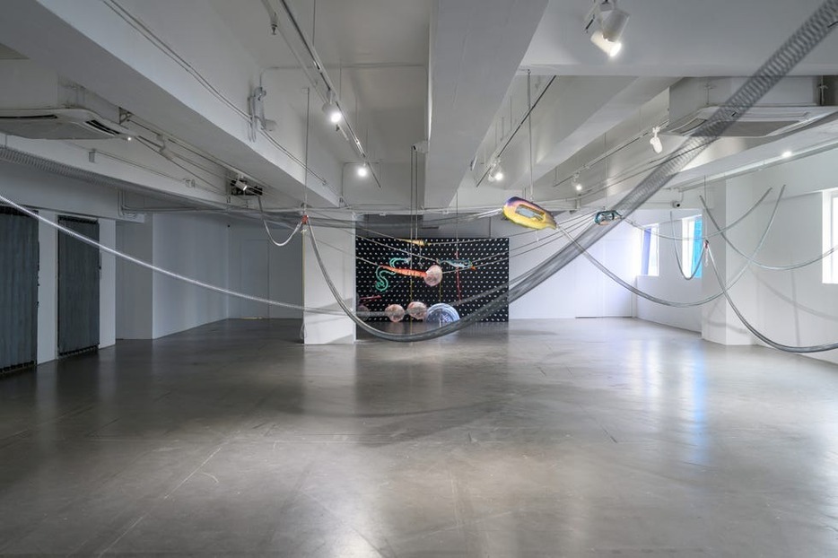 Installation view of Aki Sasamoto: ‘Sounding Lines’, 2024, Para Site, Hong Kong. Photo: Studio Lights On