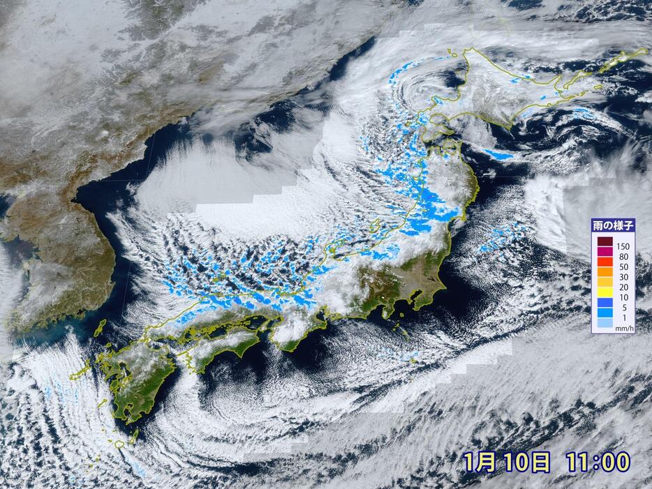 10日(金)午前11時の衛星画像