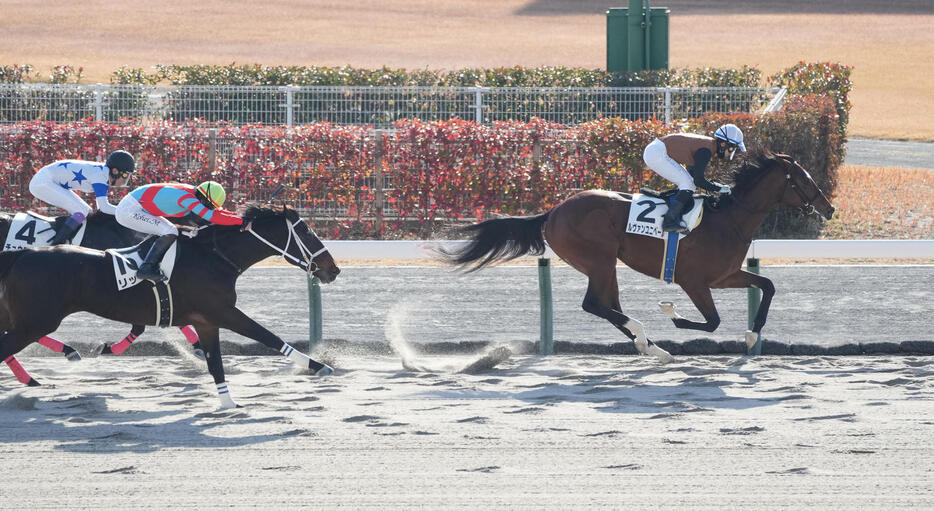 中京1R、1着のルヴァンユニベール（右）（撮影・森本幸一）