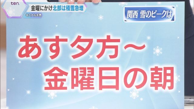 関西　雪のピークは