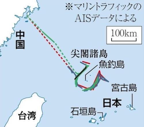 ７６ミリ砲を搭載した海警船４隻の動きのイメージ（2024年12月6日頃から）