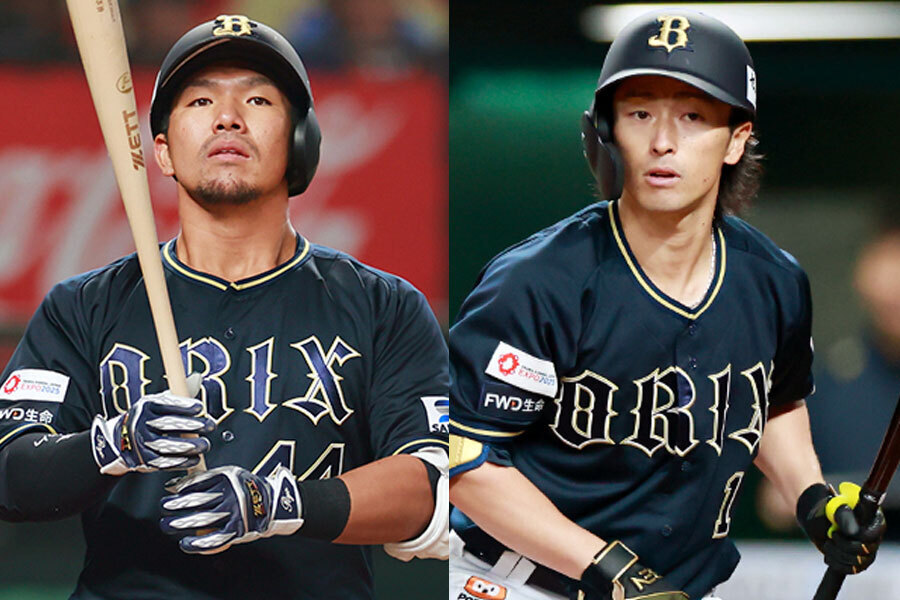 オリックス・頓宮裕真（左）と福田周平【写真：小池義弘】