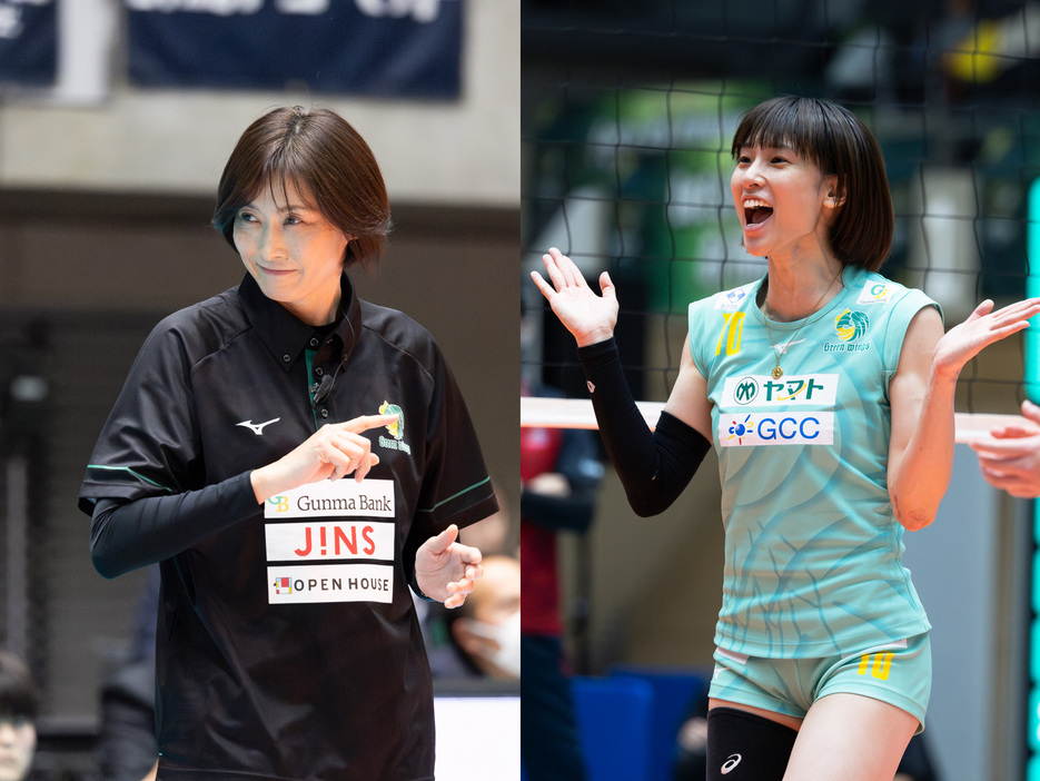 群馬グリーンウイングス・齋藤真由美監督、白岩蘭奈選手