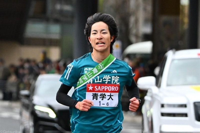 箱根駅伝6区で区間新をマークした青学大・野村昭夢