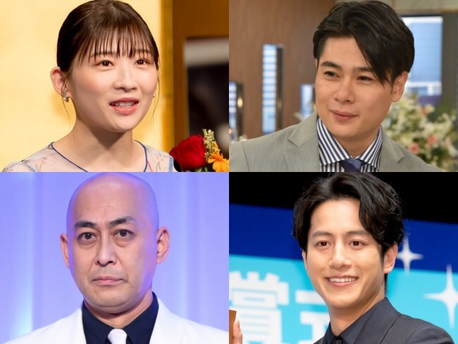 （左上から時計回りで）伊藤沙莉、吉村崇、溝端淳平、長谷川雅紀