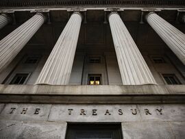 The US Treasury building in Washington, D.C. Photographer: Samuel Corum/Bloomberg