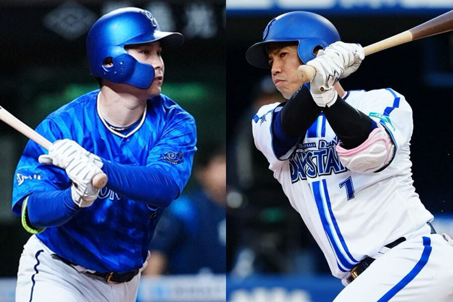 DeNA・佐野恵太（左）と桑原将志【写真：小林靖】