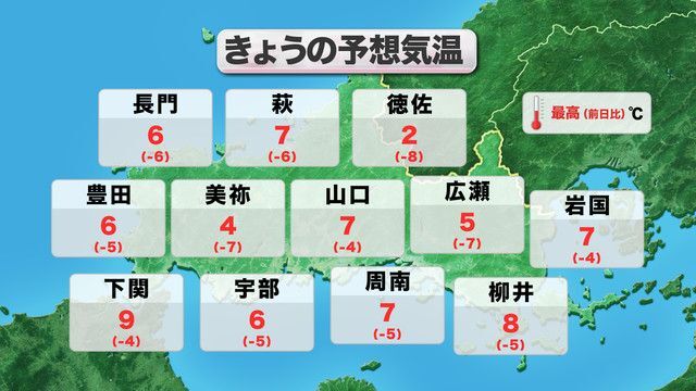 きょう7日(火)の予想気温