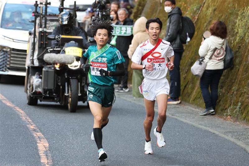 第101回箱根駅伝5区で競り合う青学大・若林宏樹と中大・園木大斗