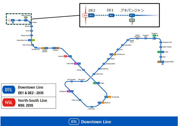 ＭＲＴダウンタウン線の北西側の延伸部分（陸上交通庁提供）