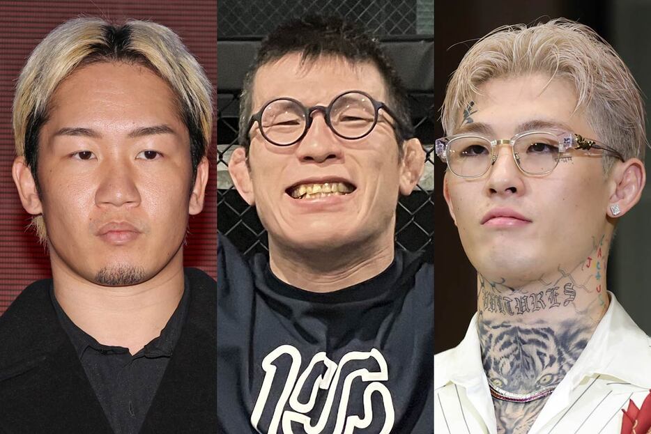 左から朝倉未来、青木真也、平本蓮