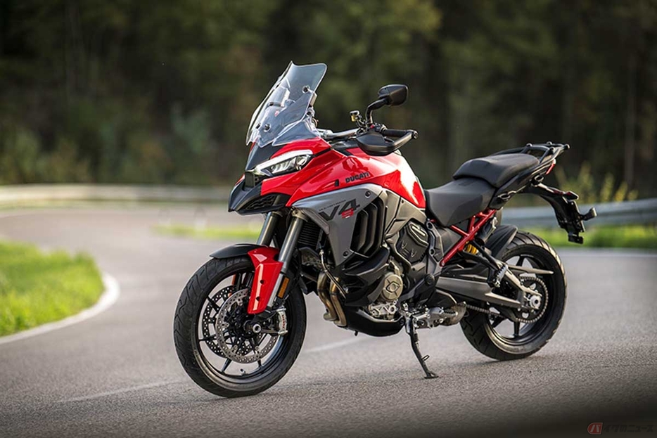 ドゥカティ新型「Multistrada V4 S」（2025年モデル）オプションの軽量アルミ鍛造ホイールとスコーピオントレイルを装着したスポーツ仕様