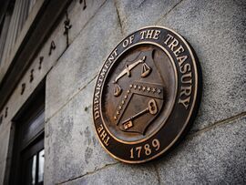 The US Treasury building in Washington, D.C. Photographer: Samuel Corum/Bloomberg