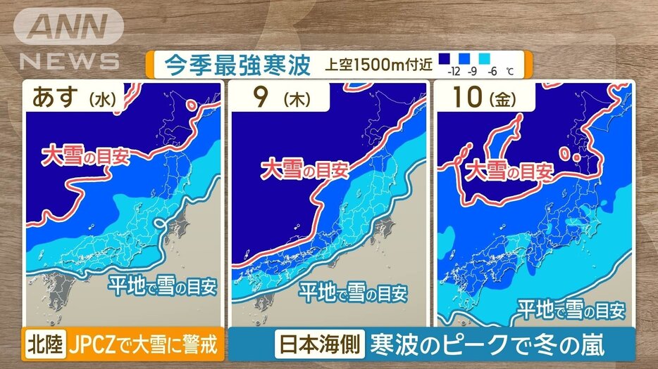 今季最強寒波で日本海側は冬の嵐が長引く恐れも