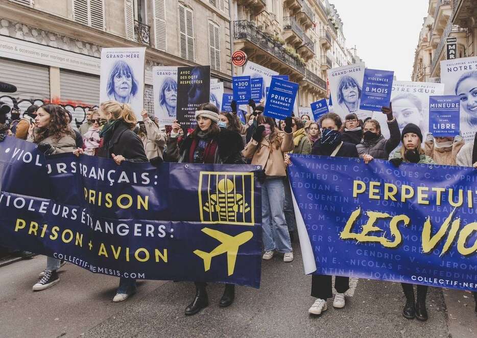 移民犯罪者の送還を訴える仏女性団体「ネメシス」のデモ行進（ネメシス提供）