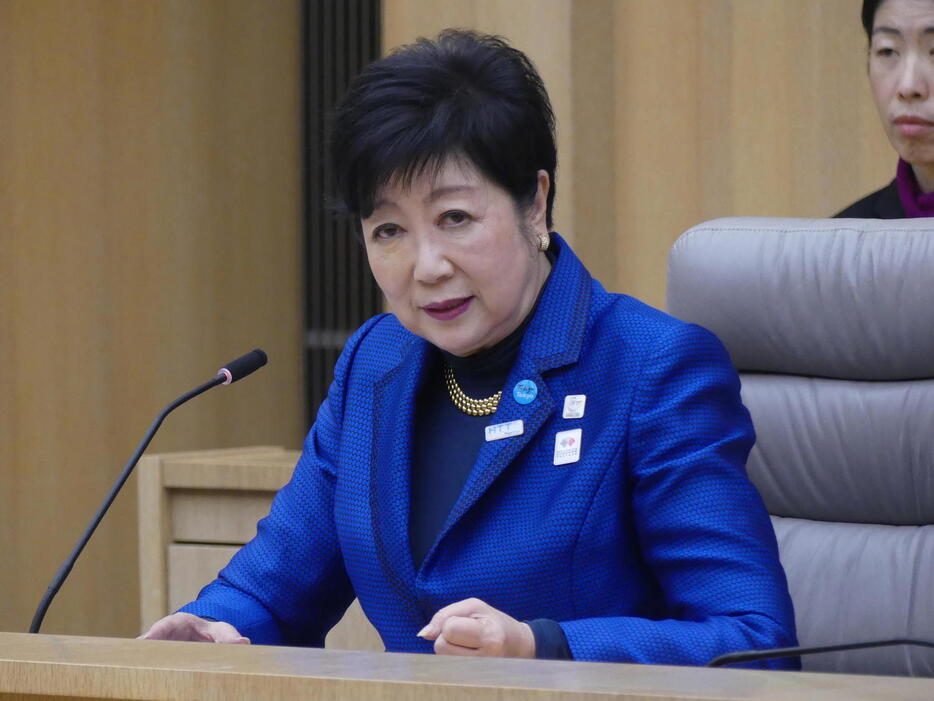 都庁職員に対する新年あいさつに臨む東京都の小池百合子知事（撮影・中山知子）