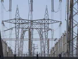 High voltage power lines outside the Vistra Corp. Moss Landing Energy Storage Facility in Moss Landing, California.