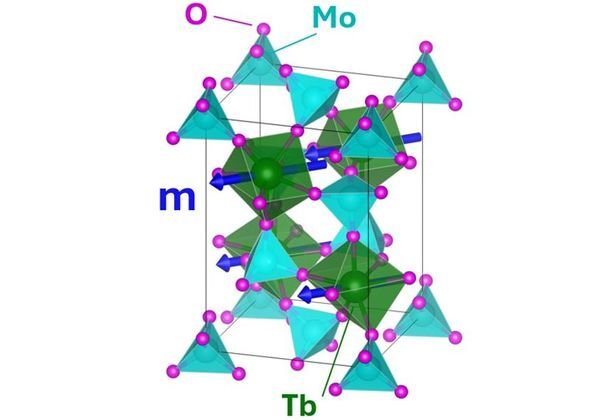 高温マルチフェロイクス物質「Tb2（MoO4）3」［クリックで拡大］ 出所：東北大学