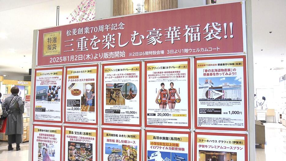 津市の百貨店で初売り・体験型プランなどを盛り込んだ「特選福袋」などが人気（三重テレビ放送）