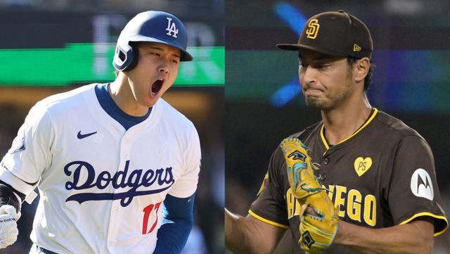 左から大谷翔平選手とダルビッシュ有投手（写真：USA TODAY Sports/ロイター/アフロ）