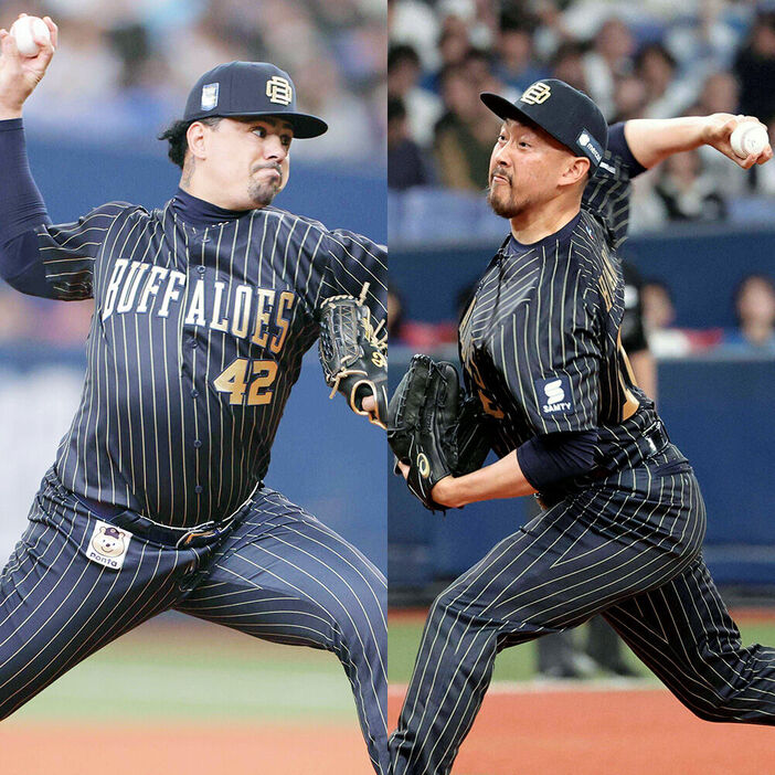 守護神争いが期待されるマチャド（左）と平野佳寿