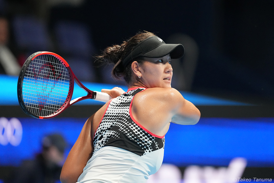 全豪オープン女子シングルス予選2回戦に進んだ石井さやか（写真：田沼武男 Photo by Takeo Tanuma）