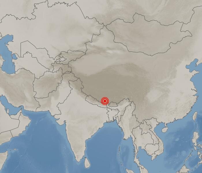 中国のチベットとインドの国境近くでＭ６．９の強震が発生した。［写真　韓国気象庁］