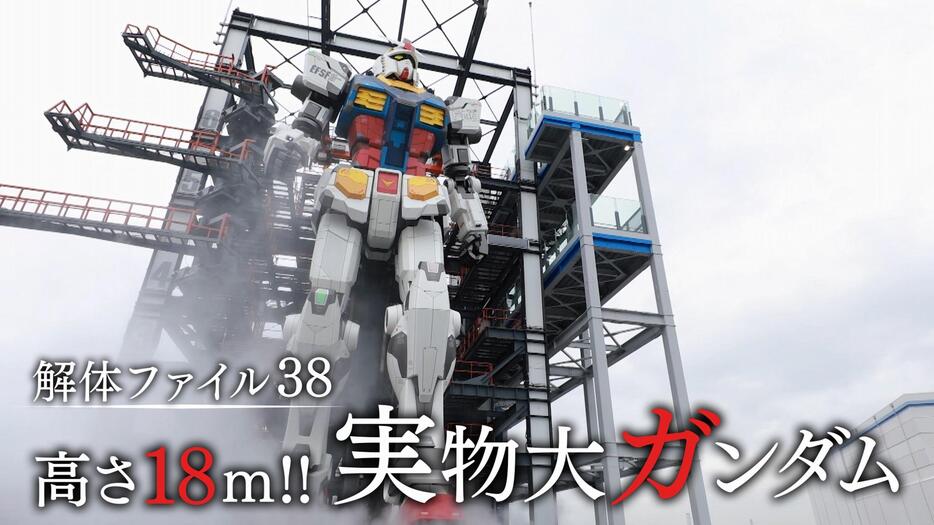 動く実物大ガンダムの解体工事に密着する「解体キングダム　高さ18m！！　巨大ガンダムを解体せよ」＝NHK提供