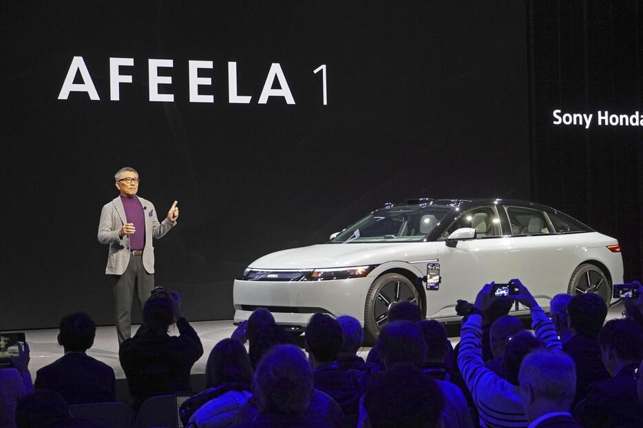 先行受注を米国で開始する、ソニー・ホンダモビリティが開発したEV「AFEELA（アフィーラ）」＝6日、米ラスベガス（共同）