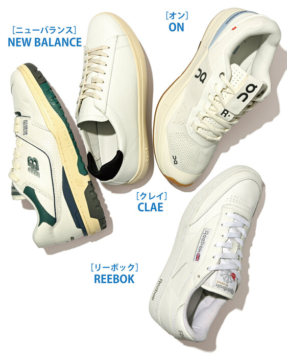 WHITE SNEAKERS 03 すっきりデザインのコート系シューズは鉄板！