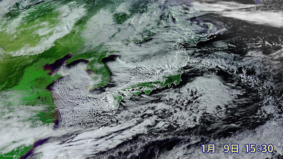 1月9日（木）午後3時30分の雲の様子