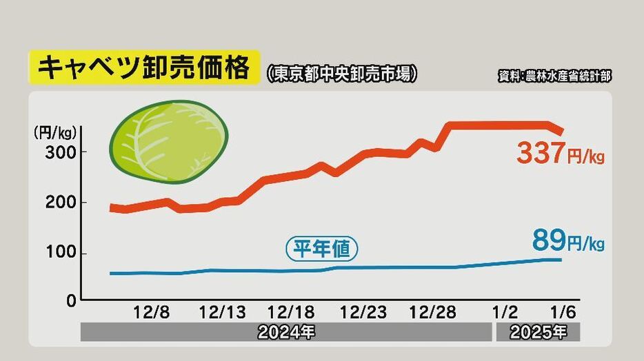 キャベツの卸売価格