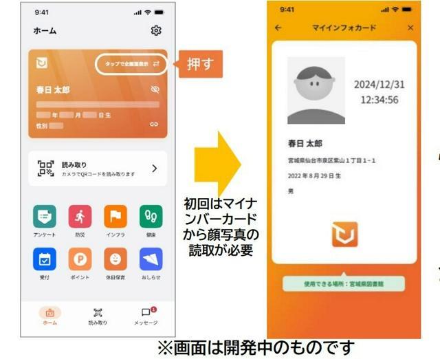 「ポケットサイン」の顔写真の表示画面のイメージ=県提供